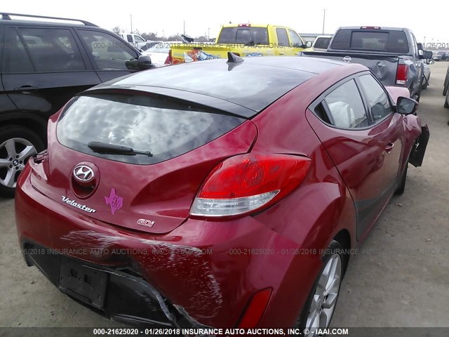 KMHTC6ADXDU110797 - 2013 HYUNDAI VELOSTER RED photo 4