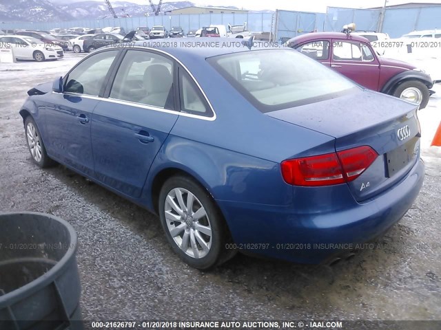 WAUSF78K39N025526 - 2009 AUDI A4 PREMIUM PLUS BLUE photo 3