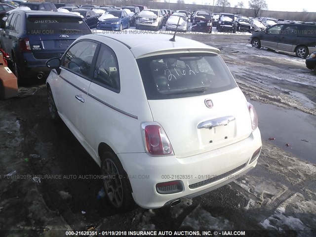 3C3CFFBR9DT618599 - 2013 FIAT 500 SPORT WHITE photo 3