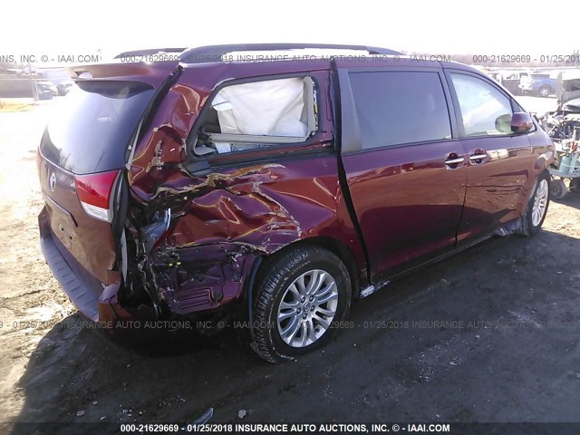 5TDYK3DC8BS145127 - 2011 TOYOTA SIENNA XLE/LIMITED RED photo 4