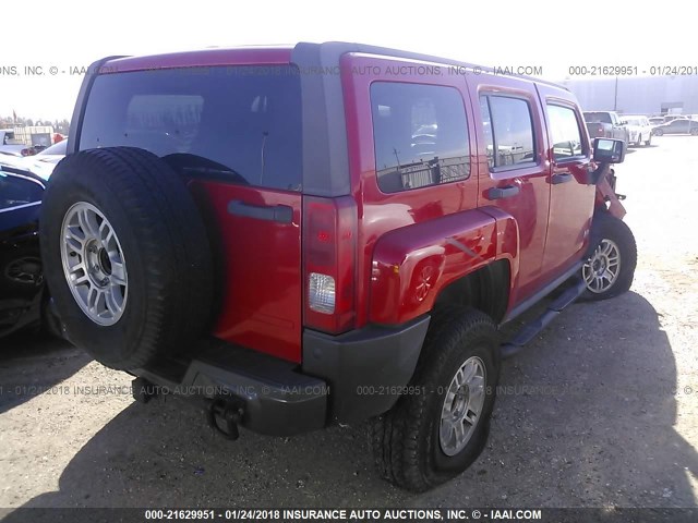 5GTDN13E478220973 - 2007 HUMMER H3 RED photo 4