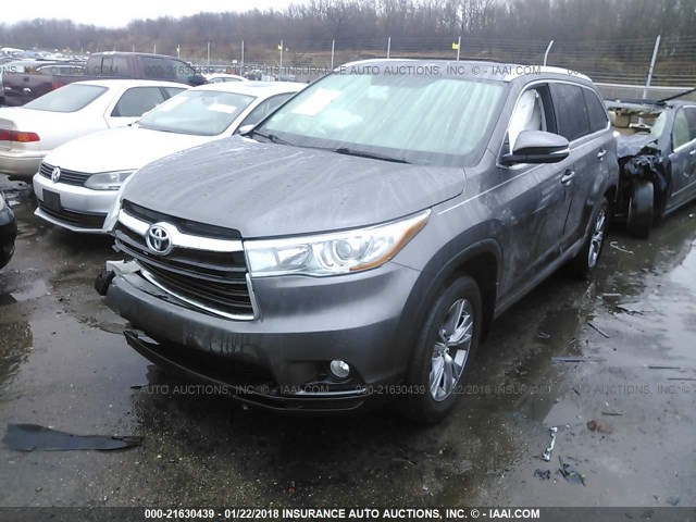 5TDJKRFH4FS137836 - 2015 TOYOTA HIGHLANDER XLE Մոխրագույն լուսանկար 2