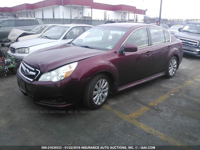 4S3BMBL65B3222320 - 2011 SUBARU LEGACY 2.5I LIMITED RED photo 2