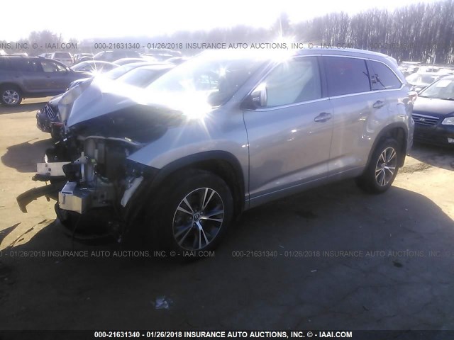 5TDJKRFH1GS283905 - 2016 TOYOTA HIGHLANDER XLE ვერცხლისფერი ფოტო 2