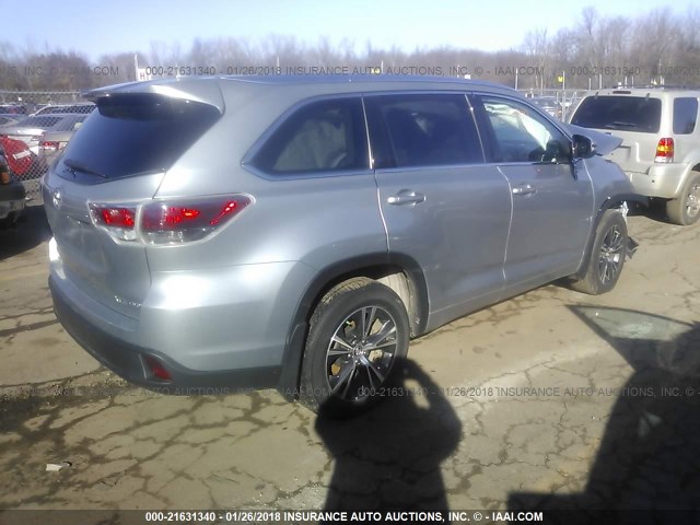 5TDJKRFH1GS283905 - 2016 TOYOTA HIGHLANDER XLE ვერცხლისფერი ფოტო 4