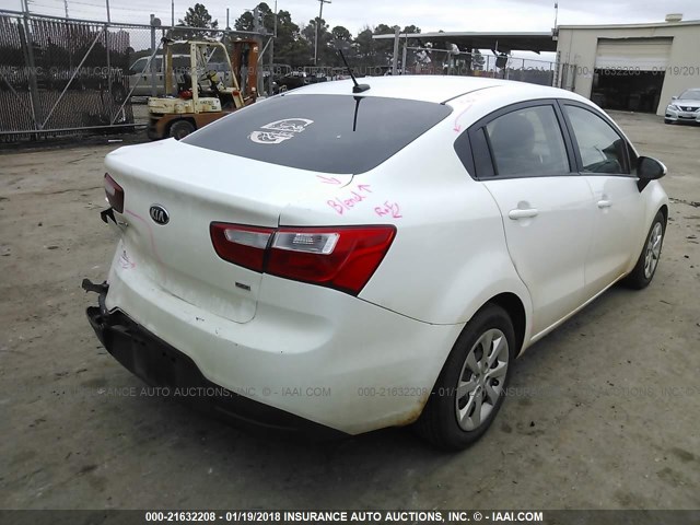 KNADM4A3XF6467161 - 2015 KIA RIO LX WHITE photo 4