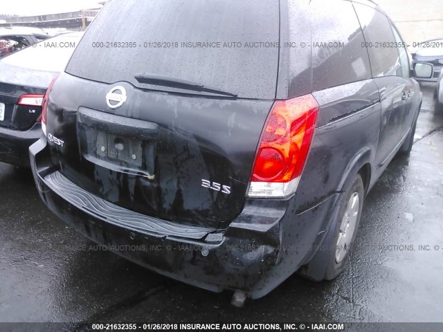 5N1BV28UX5N130905 - 2005 NISSAN QUEST S/SE/SL BLACK photo 6