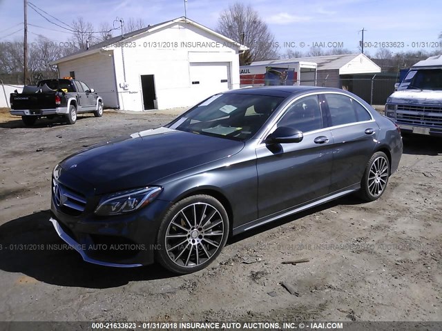 55SWF4KB9FU012199 - 2015 MERCEDES-BENZ C 300 4MATIC BLACK photo 2