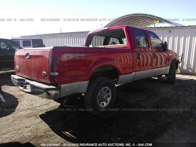 1FTSW21517EA07646 - 2007 FORD F250 SUPER DUTY RED photo 4