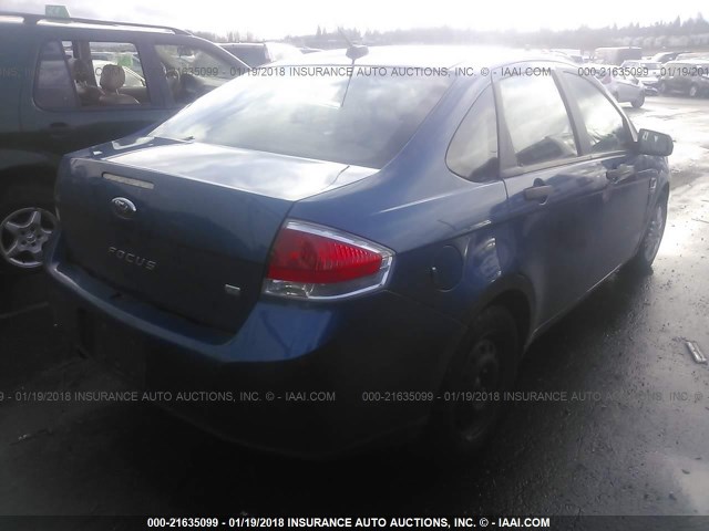 1FAHP35N78W155440 - 2008 FORD FOCUS SE/SEL/SES BLUE photo 4