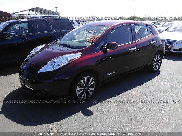 1N4BZ0CP6GC309350 - 2016 NISSAN LEAF SV/SL RED photo 2