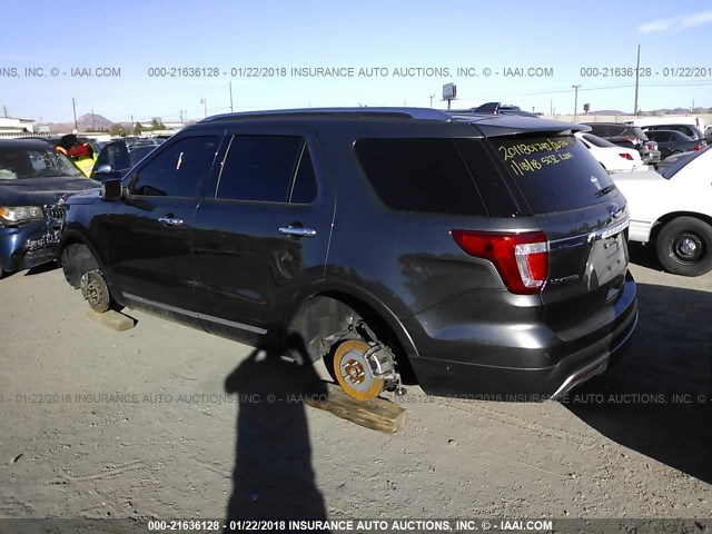 1FM5K7FH6GGD03139 - 2016 FORD EXPLORER LIMITED GRAY photo 3