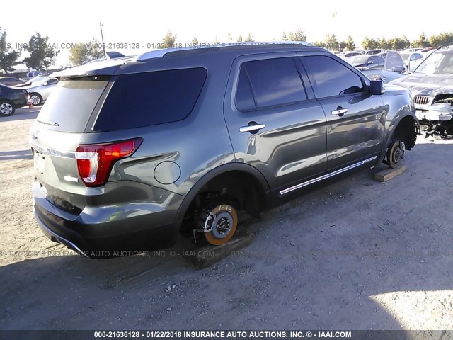 1FM5K7FH6GGD03139 - 2016 FORD EXPLORER LIMITED GRAY photo 4