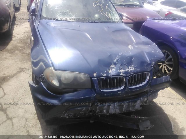 WBXPA93416WD25573 - 2006 BMW X3 3.0I BLUE photo 6