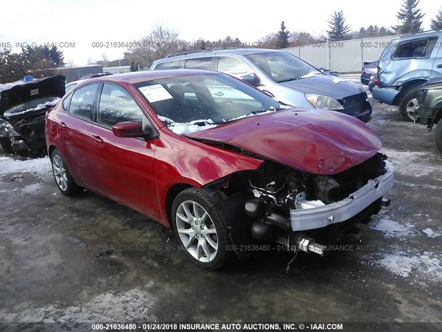 1C3CDFBAXDD214524 - 2013 DODGE DART SXT RED photo 1