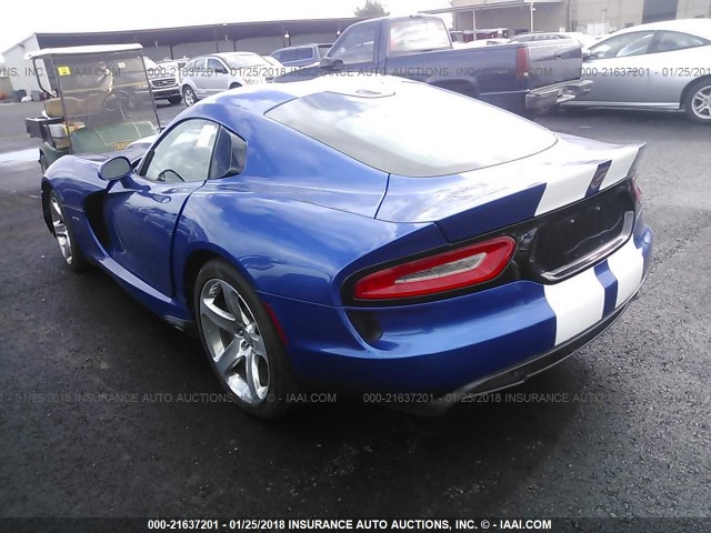 1C3ADEBZ0DV300071 - 2013 DODGE VIPER GTS BLUE photo 3