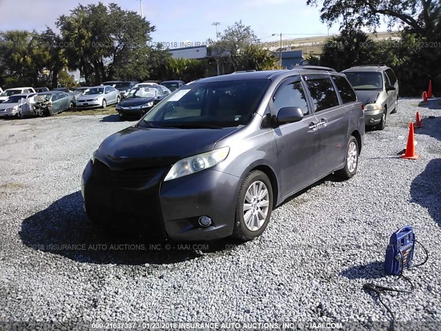 5TDYK3DC7BS065642 - 2011 TOYOTA SIENNA XLE/LIMITED GRAY photo 2