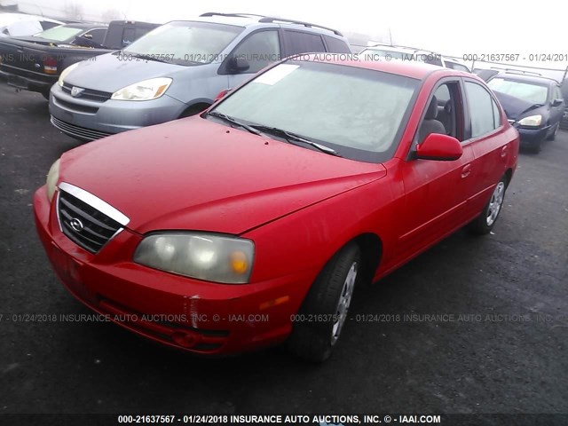 KMHDN46D54U821478 - 2004 HYUNDAI ELANTRA GLS/GT RED photo 2