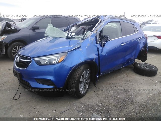 KL4CJASB5HB218637 - 2017 BUICK ENCORE PREFERRED BLUE photo 2