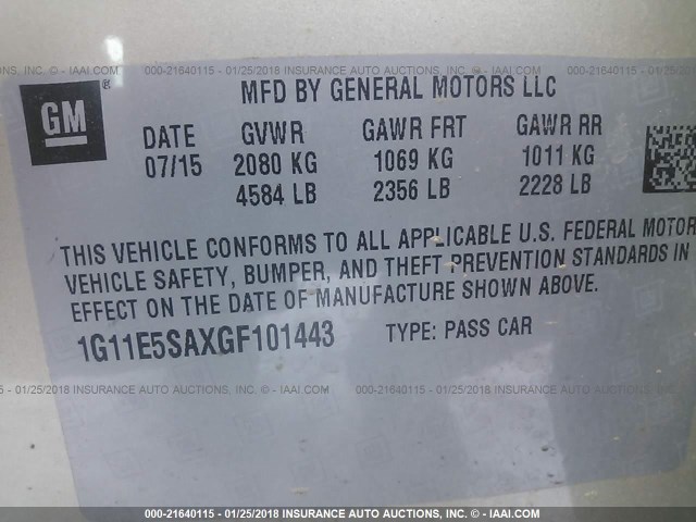 1G11E5SAXGF101443 - 2016 CHEVROLET MALIBU LIMITED LTZ Qızıl foto 9