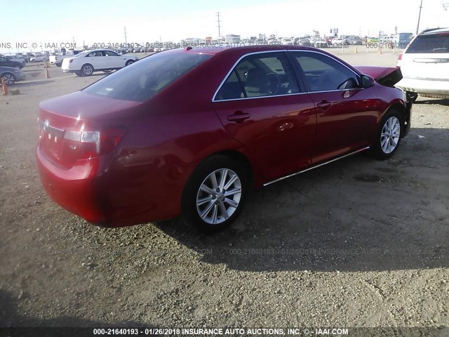 4T4BF1FK1DR305111 - 2013 TOYOTA CAMRY L/SE/LE/XLE RED photo 4