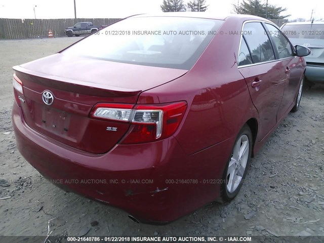 4T1BF1FK8EU856468 - 2014 TOYOTA CAMRY L/SE/LE/XLE RED photo 4