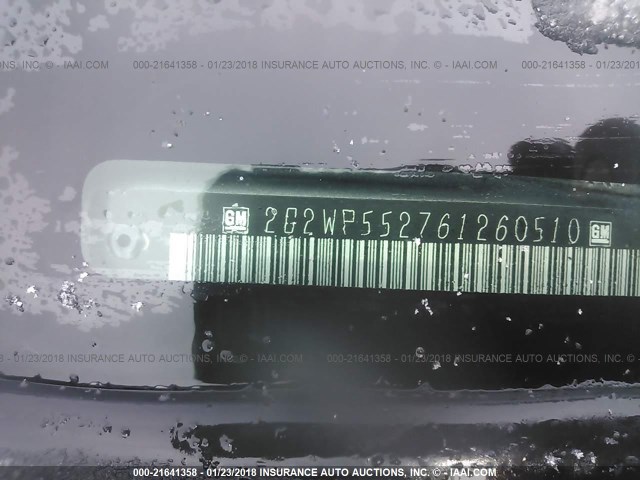 2G2WP552761260510 - 2006 PONTIAC GRAND PRIX SILVER photo 9