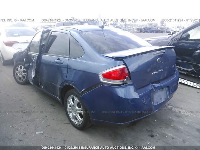 1FAHP35N28W152431 - 2008 FORD FOCUS SE/SEL/SES BLUE photo 3