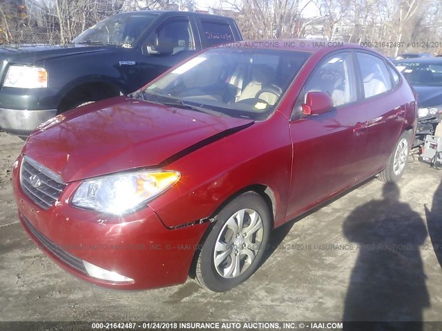 KMHDU4AD2AU833836 - 2010 HYUNDAI ELANTRA BLUE/GLS/SE RED photo 2