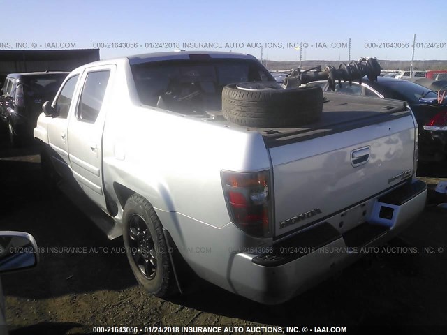 2HJYK16536H503110 - 2006 HONDA RIDGELINE RTL SILVER photo 3