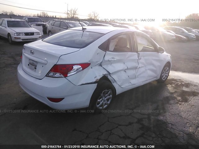 KMHCT4AE2EU720708 - 2014 HYUNDAI ACCENT GLS/GS WHITE photo 4