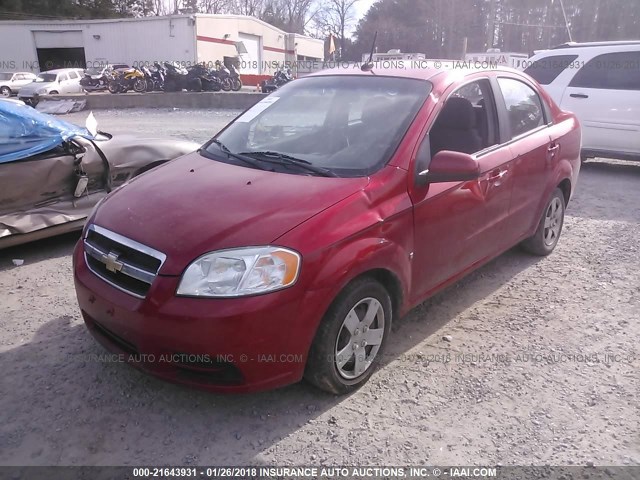 KL1TD56E09B378863 - 2009 CHEVROLET AVEO LS/LT RED photo 2