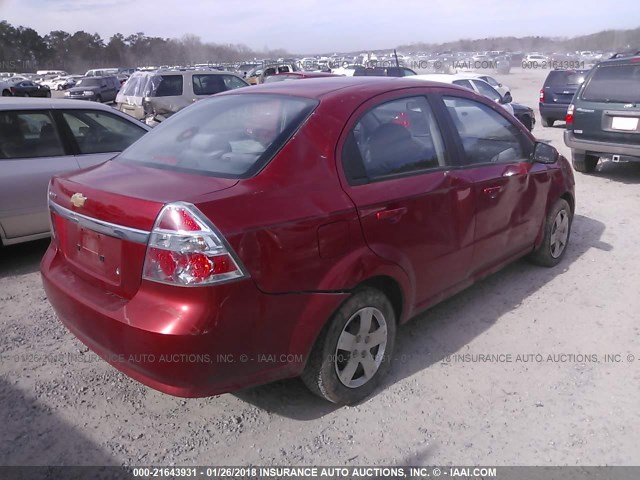 KL1TD56E09B378863 - 2009 CHEVROLET AVEO LS/LT RED photo 4