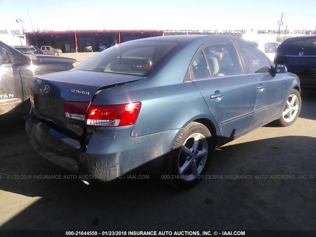 5NPEU46F37H216449 - 2007 HYUNDAI SONATA SE/LIMITED TEAL photo 4