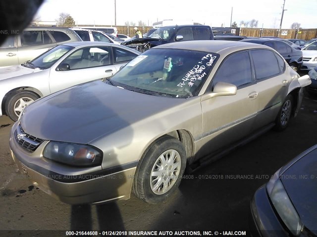 2G1WF52E449412893 - 2004 CHEVROLET IMPALA GOLD photo 2