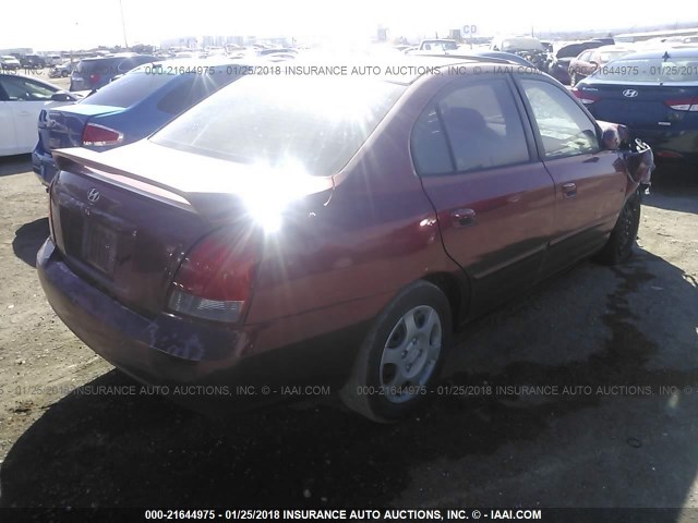 KMHDN45D12U441259 - 2002 HYUNDAI ELANTRA GLS/GT MAROON photo 4