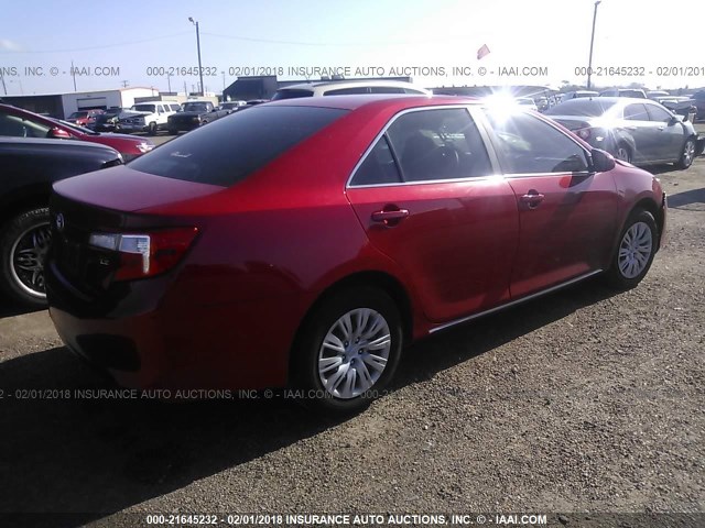 4T4BF1FK3CR179588 - 2012 TOYOTA CAMRY SE/LE/XLE RED photo 4