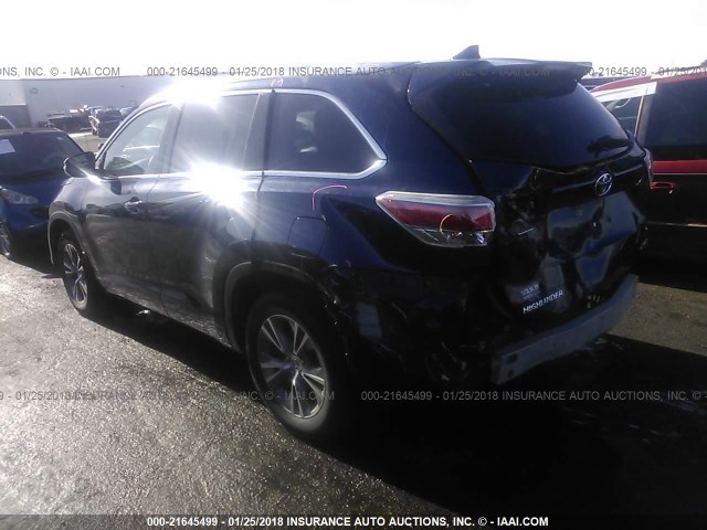 5TDJKRFH9ES019831 - 2014 TOYOTA HIGHLANDER XLE ლურჯი ფოტო 3
