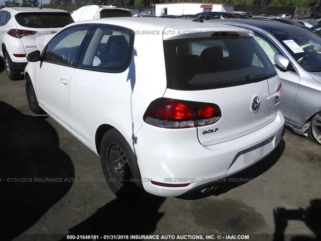 WVWBB7AJ1CW315037 - 2012 VOLKSWAGEN GOLF WHITE photo 3