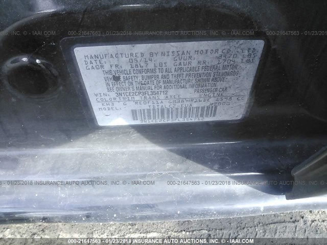 3N1CE2CP3FL354712 - 2015 NISSAN VERSA NOTE S/S PLUS/SV/SL/SR BLACK photo 9