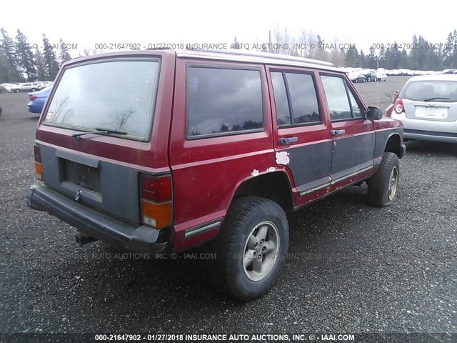 1J4FJ28S0ML632469 - 1991 JEEP CHEROKEE RED photo 4