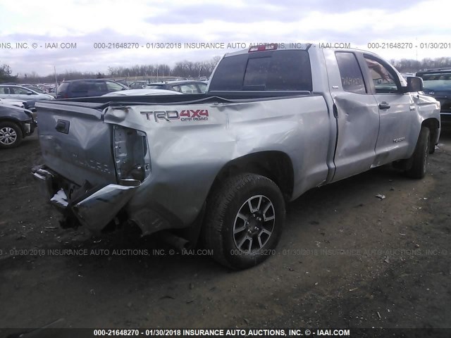 5TFUW5F13HX614637 - 2017 TOYOTA TUNDRA DOUBLE CAB SR/SR5/TRD PRO GRAY photo 4