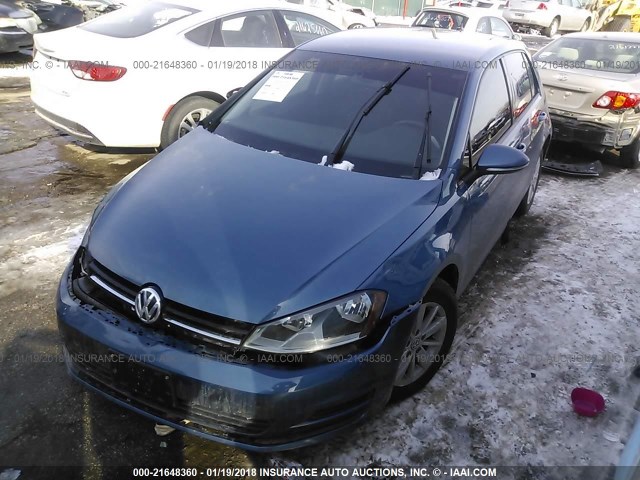 3VW217AU4FM063752 - 2015 VOLKSWAGEN GOLF BLUE photo 2