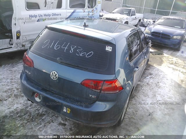 3VW217AU4FM063752 - 2015 VOLKSWAGEN GOLF BLUE photo 4