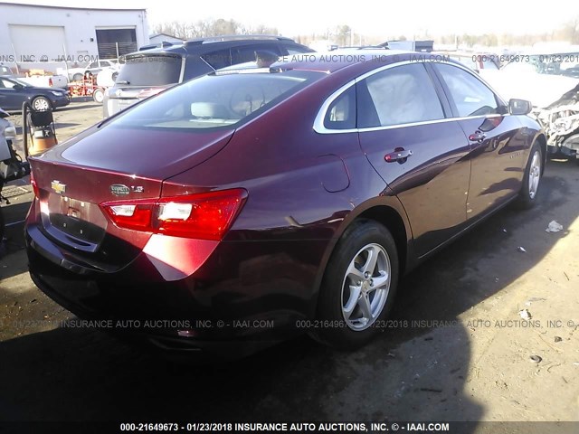 1G1ZB5STXGF188211 - 2016 CHEVROLET MALIBU LS 勃艮第红 照片 4