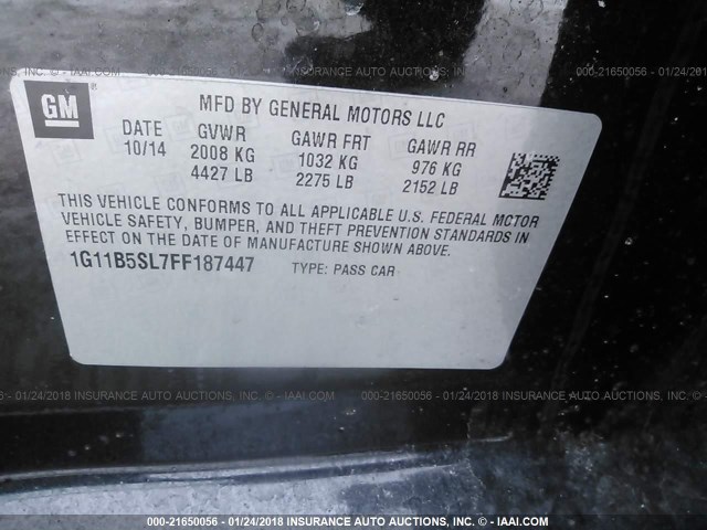 1G11B5SL7FF187447 - 2015 CHEVROLET MALIBU LS 黑色 照片 9