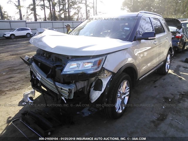 1FM5K7D84HGB62639 - 2017 FORD EXPLORER XLT SILVER photo 2