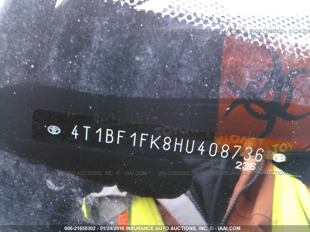 4T1BF1FK8HU408736 - 2017 TOYOTA CAMRY LE/XLE/SE/XSE BLACK photo 9