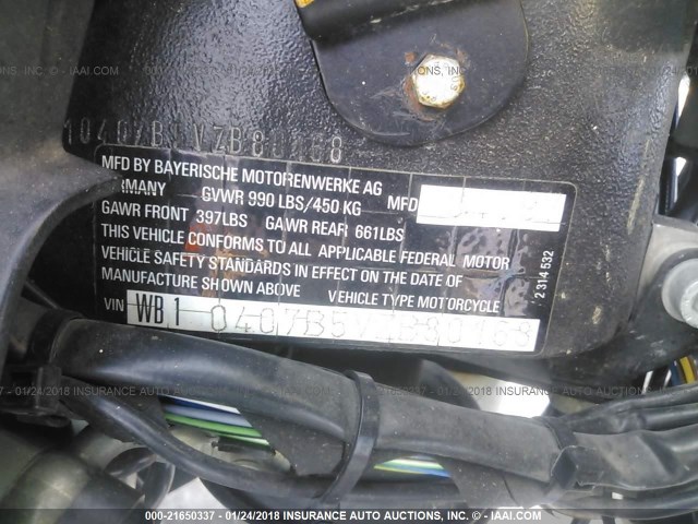 WB10407B5VZB80168 - 1997 BMW R1100 R BLUE photo 10