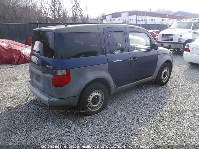 5J6YH182X3L014590 - 2003 HONDA ELEMENT DX BLUE photo 4